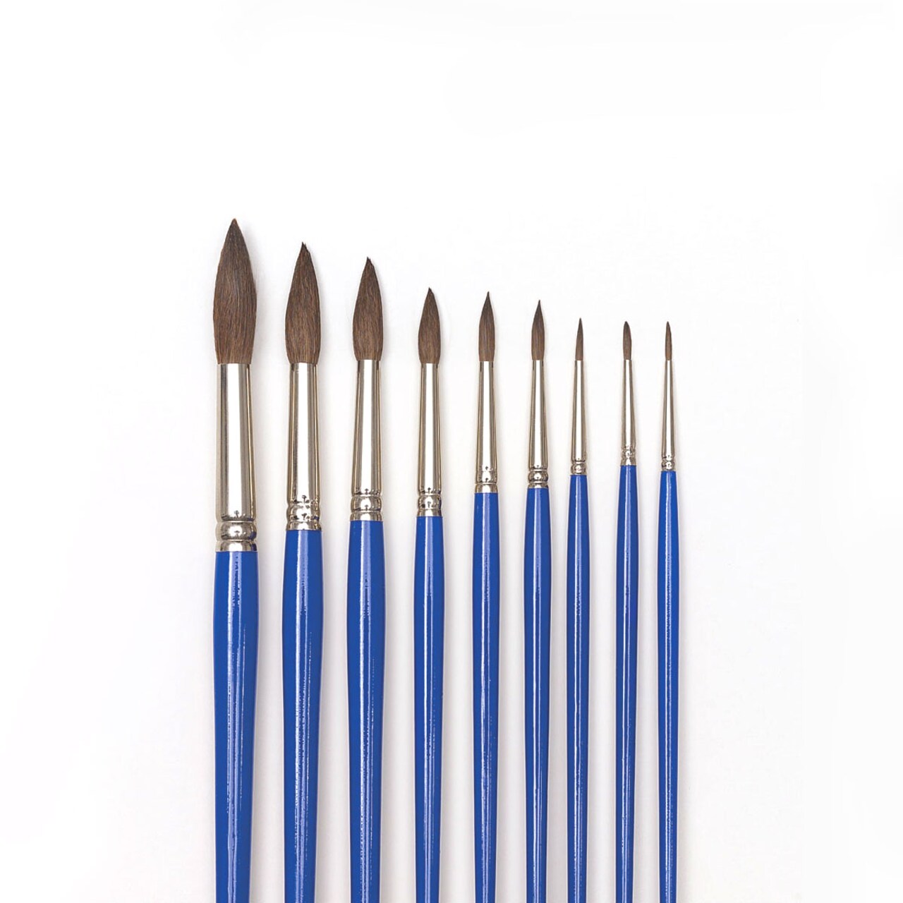 Blick Scholastic Camel Hair Brush Set - Round, Short Handle, Set of 9